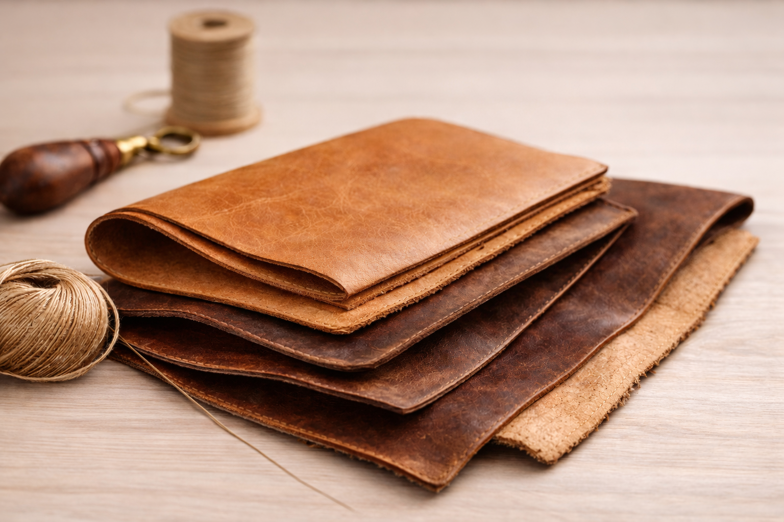 重なるレザーの画像